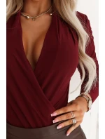 Dámské BODY s obálkovým výstřihem vínové model 21781180 - numoco