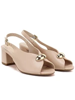 Dámské béžové sandály na podpatku Sergio model 22121896 - LEONE