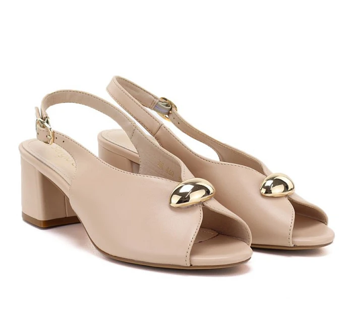 Dámské béžové sandály na podpatku Sergio model 22121896 - LEONE
