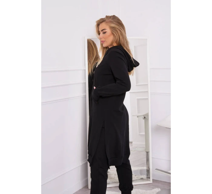 Souprava mikiny s delší model 18749182 černá - K-Fashion