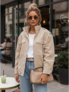 Dámská semišová bunda bomber TY5653 béžová - FashionStreet