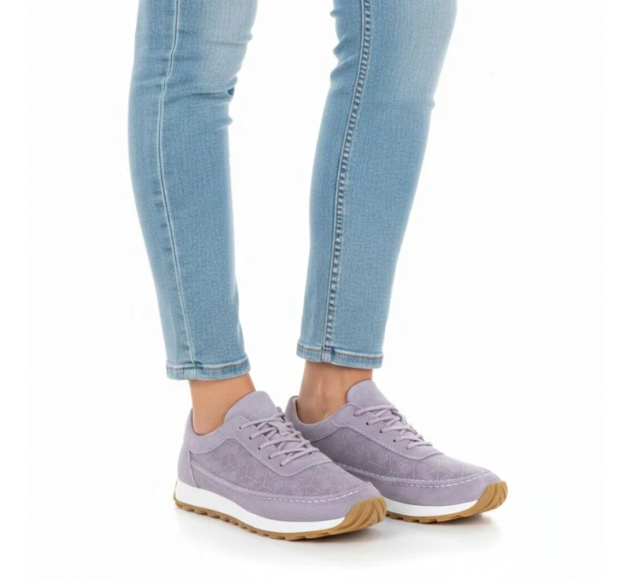 Dámske fialové semišové kožené poltopánky Sergio Leone SP001