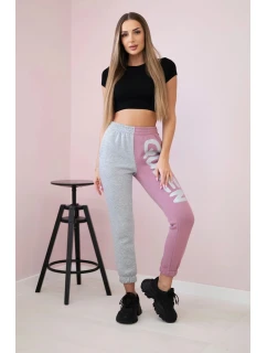 Dámske tepláky s nápisom QUEEN tmavoružové