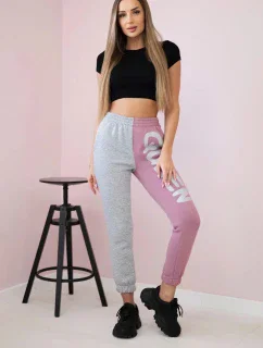 Dámske tepláky s nápisom QUEEN tmavoružové