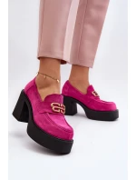 Zazoo 20170 Półbuty Zamszowe Damskie Na Słupku Fuksja