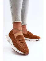 Mokasyny Damskie Na Platformie Eko Zamszowe Camel Inesqua