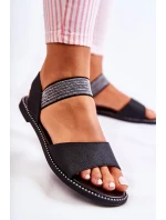 Klasický kožené sandály s cvočky Černá Shelly