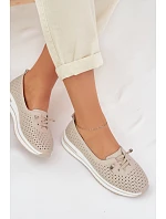 Dámske kožené poltopánky LR61-7044 beige - S.Barski