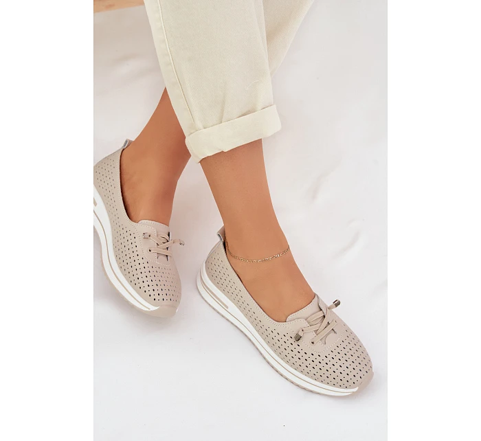 Dámske kožené poltopánky LR61-7044 beige - S.Barski