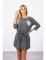 Flitrové šaty s vreckami v grafitovej farbe