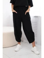 Bavlněný komplet halenka + kalhoty černý