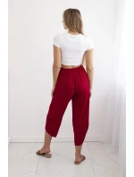 Nohavice so širokými nohavicami a vreckami bordová