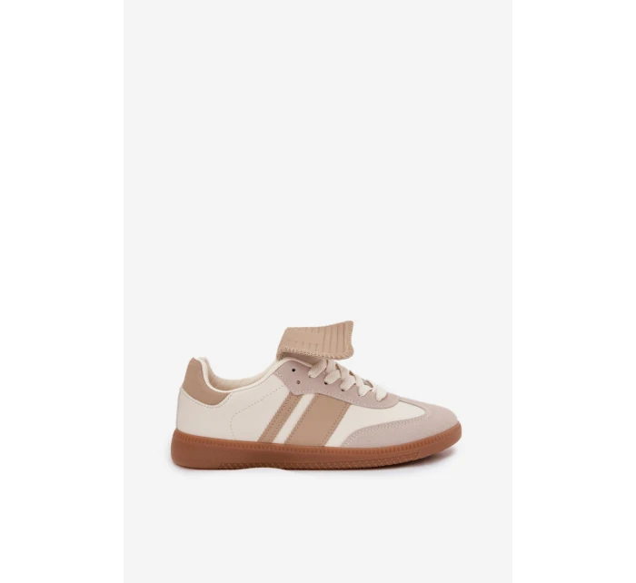 Niskie Sneakersy Damskie Z Wywiniętym Językiem Beżowe Ardira Niskie Sneakersy Damskie Z Wywiniętym Językiem Beżowe Ardira