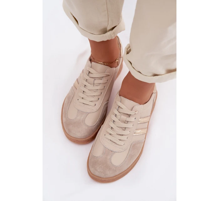 Kožené Dámské Tenisky LR61-7059 Béžové