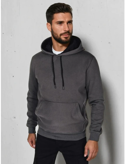 Pánská základní mikina s kapucí v grafitové barvě Dstreet model 21985876 - FashionStreet