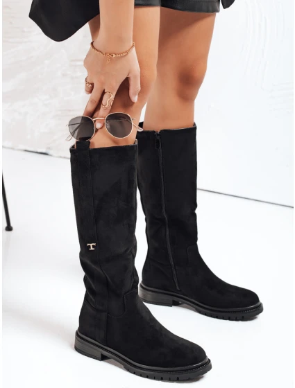 Dámské semišové černé kozačky Dstreet model 21993173 - FashionStreet