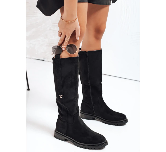 Dámské semišové černé kozačky Dstreet model 21993173 - FashionStreet
