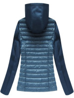 Svetlo modrá prešívaná bunda z rôznych spojených materiálov (18019)
