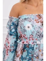 Španielske kvetinové šaty v mätovej farbe Španielske kvetinové šaty v mätovej farbe