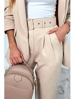 Elegantní souprava saka a kalhot tmavě béžové barvy