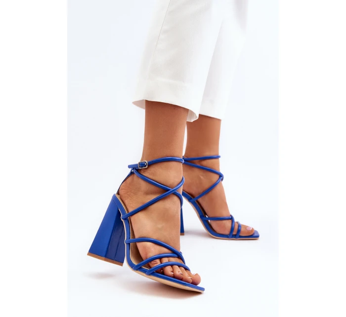 Modne Sandały Na Obcasie Niebieskie Josette