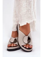 Dámské Kožené Sandály S Ozdobou Béžové model 21691670 - S.Barski