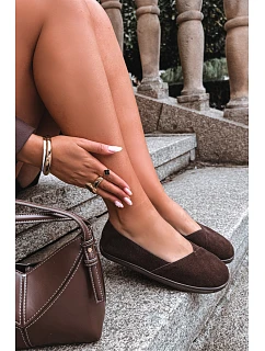 Dámské barefoot baleríny z přírodního semiše hnědé Mirelia