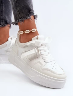 Dámske tenisky na platforme z ekokože, biela moun