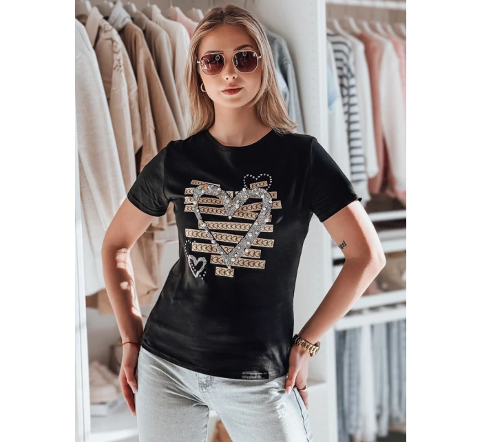 Dámske tričko so srdcom MARISS čierne FashionStreet RY2740
