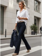 Dámske džínsy s vysokým pásom tmavomodré FashionStreet UY2911