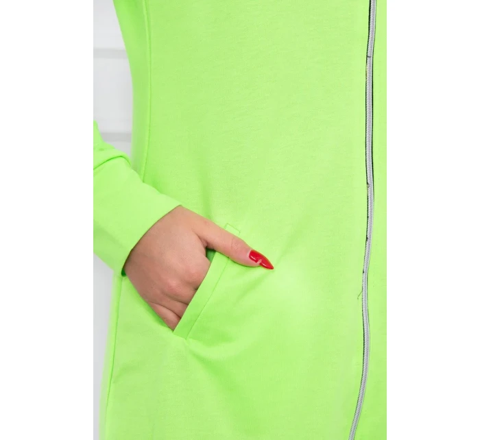 Šaty s kapucí, mikina zelená neonová