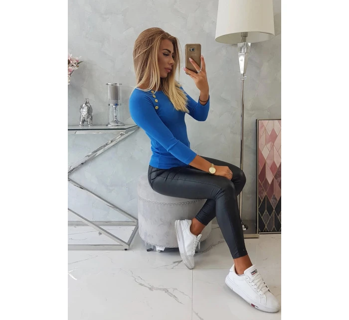 Blúzka s ozdobnými gombíkmi chrpovo modrá