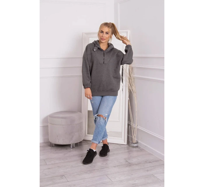 Mikina s kapucí v grafitové barvě