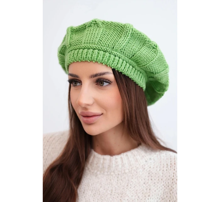 Dámska zimná vlnená čiapka baretka K414 zelená