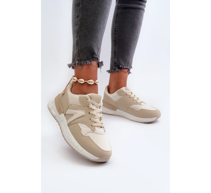 Dámské tenisky z ekologické kůže béžové model 21657655 - Boto Dámské tenisky z ekologické kůže béžové model 21657655 - Boto