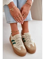 Sneakersy Damskie Na Platformie Beżowo-Zielone Nesonice Sneakersy Damskie Na Platformie Beżowo-Zielone Nesonice
