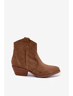 Dámské kožené kotníkové boty na podpatku Big Star model 22349472 Camel - Big Star Shoes Dámské kožené kotníkové boty na podpatku Big Star model 22349472 Camel - Big Star Shoes