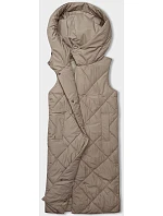 Tmavě béžová dlouhá dámská oversize vesta model 18934799 - J.STYLE