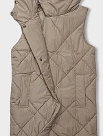 Dámska dlhá oversize vesta tmavobéžová (5M3165-84)