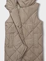Dámska dlhá oversize vesta tmavobéžová (5M3165-84)