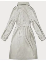 Volný dámský kabát z ekologické kůže ve béžové barvě model 19035400 - J.STYLE