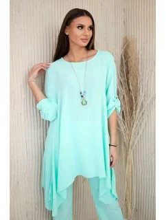 Sada halenky + kalhot s přívěskem světlá máta