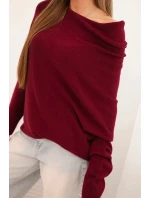 Dámsky asymetrický viskózový sveter batwing slivka