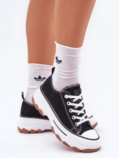 Niskie Trampki Damskie Na Platformie Czarne Aradwin