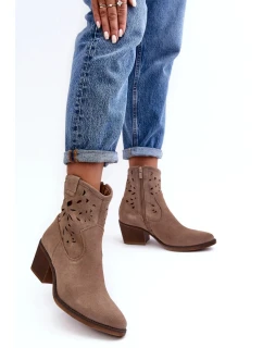 Boty na podpatku model 20646529 hnědé Step in style - Inello