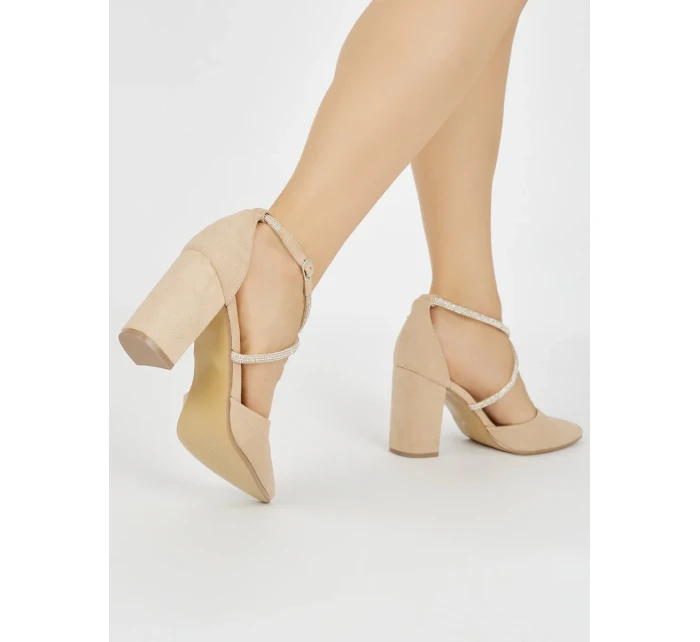 Moderné dámske hnedé lodičky na širokom podpätku Moderné dámske hnedé lodičky na širokom podpätku