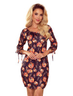 SOPHIE - Pohodlné dámske oversize šaty so vzorom oranžových kvetov 281-6