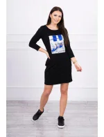 3D grafické šaty so zirkónmi čiernej