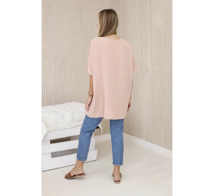 Blúzka nadrozmernej veľkosti s príveskom tmavo púdrovo ružovej farby Blúzka nadrozmernej veľkosti s príveskom tmavo púdrovo ružovej farby