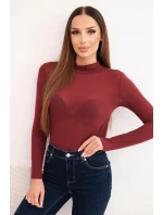 Dámsky kašmírový sveter s rolákom a dlhými rukávmi bordovej farby